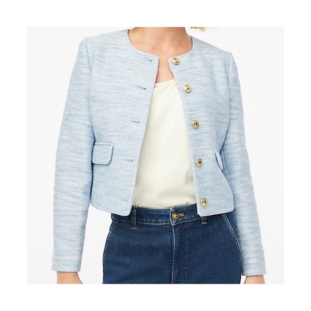J. Crew Factory Tweed lady jacket Fresh Air Linear Tweed Size 14 Pastel